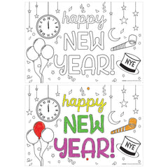 Happy New Year Coloring Paper Placemats, 11-inch, 24-ct - Pack of 2