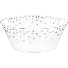 Silver Polka Dot Round Plastic Serving Bowl, 3-inch - Pack of 3