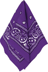 Purple Paisley Square Bandana, 20 inch - Pack of 3