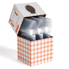 100 Clear Spoons + Gingham Caddy | 12 Pack