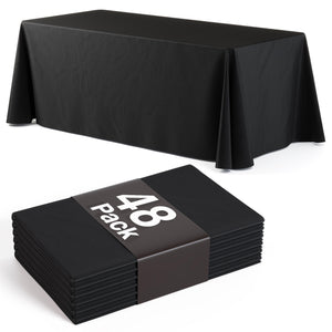 Premium Black Plastic Table Cover 70 In. x 120 In. | 48 Count