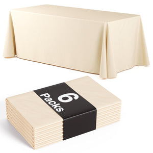 Premium Ivory Plastic Table Cover 70 In. x 120 In. | 6 Count