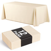 Premium Ivory Plastic Table Cover 70 In. x 120 In. | 12 Count