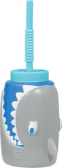 Shark Sippy Cup with Straw, Grey/Blue, 18-ounce, Reusable Plastic - Pack of 2