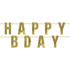 Gold Happy Bday Spark Celebration Banner, 6-ft, 2-pc - Pack of 3