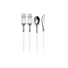80 Piece White/Silver Cutlery Combo Set