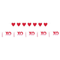 XOXO Banner, Red/Pink, Hearts, 10-inch, 2-ct - Pack of 6