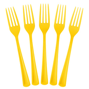 Heavy Duty Yellow Plastic Forks | 100 Count