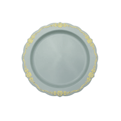 7.5" Robin Blue Victorian Design Plastic Plates (120 Count) - Yom Tov Settings