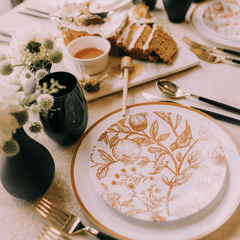 8" Rimonim Design Plastic Plates (40 Count) - Yom Tov Settings