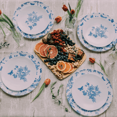 8" Botanical Design Plastic Plates (120 Count) - Yom Tov Settings
