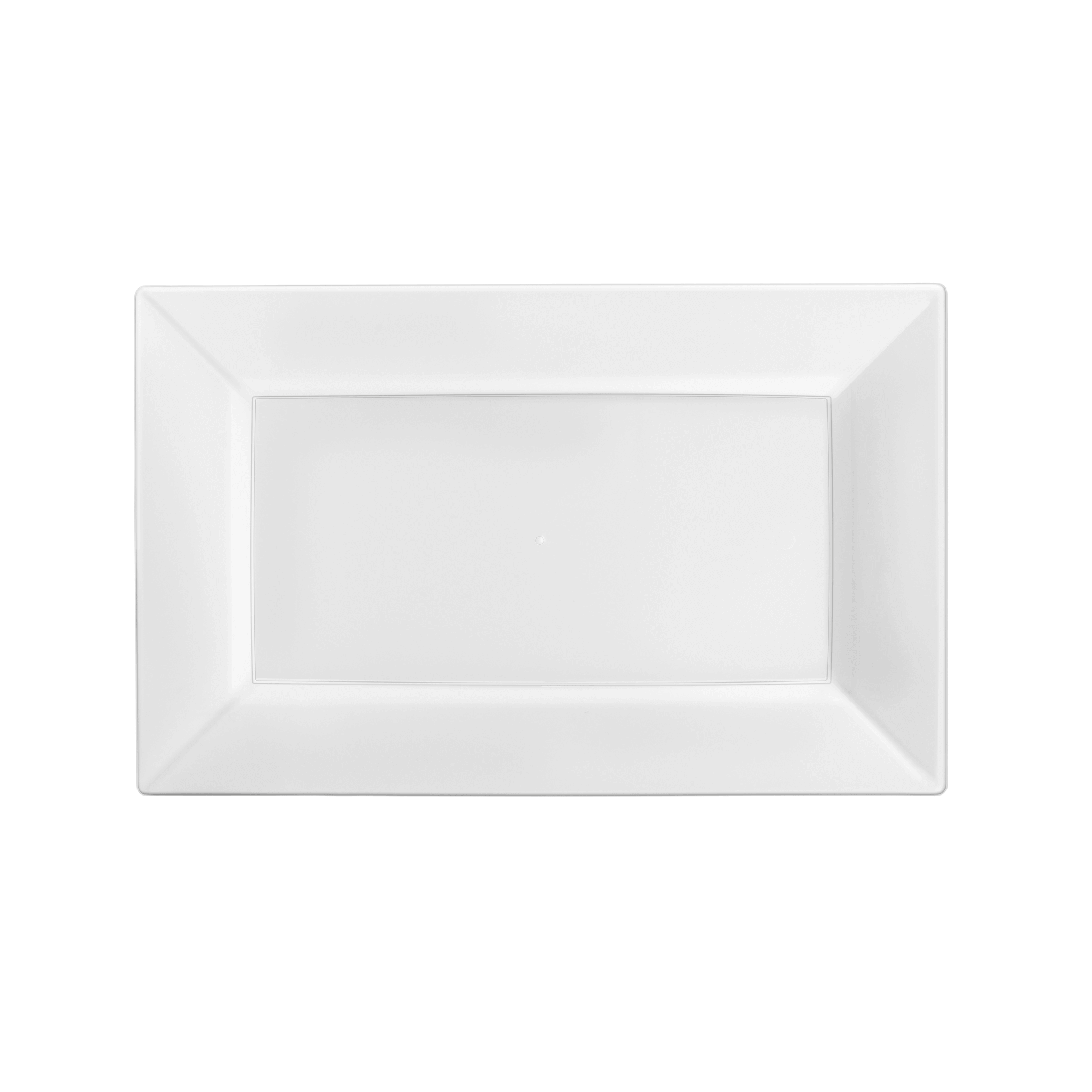 11.5" White Rectangular Plastic Plates (120 Count) - Yom Tov Settings