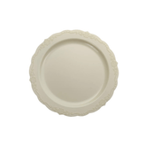 7.5" Ivory Victorian Design Plastic Plates (120 Count) - Yom Tov Settings