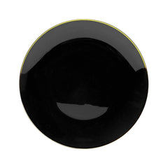 10" Black & Gold Rim Design Plastic Plates (120 Count) - Yom Tov Settings