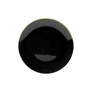 8" Black & Gold Rim Design Plastic Plates (40 Count) - Yom Tov Settings