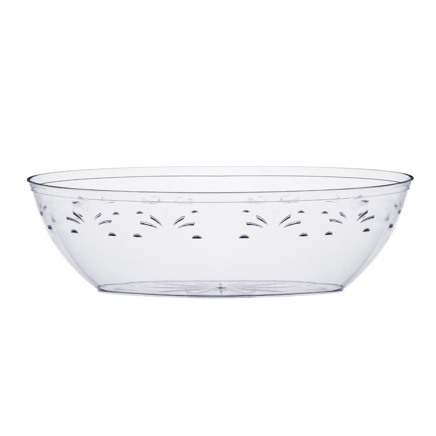 64 Oz. | Clear Oval Plastic Serving Bowl | 50 Pack - Yom Tov Settings
