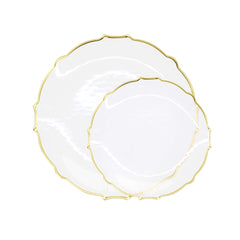 140 Piece Clear/Gold Petal Combo Set | Serves 20 Guests - Yom Tov Settings