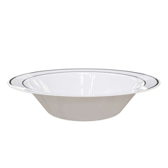 14 oz. White/Silver Line Design Plastic Bowls (120 Count) - Yom Tov Settings