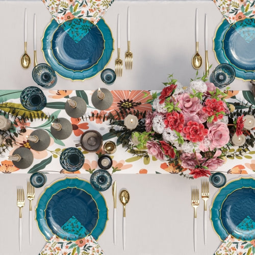 Peacock/Gold Petal Plates Combo Pack | 40/40