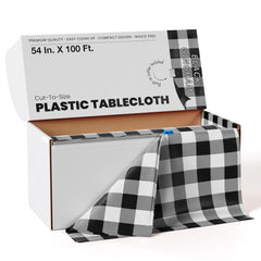 54 In. x 100 Ft. Cut To Size Black Gingham Table Roll