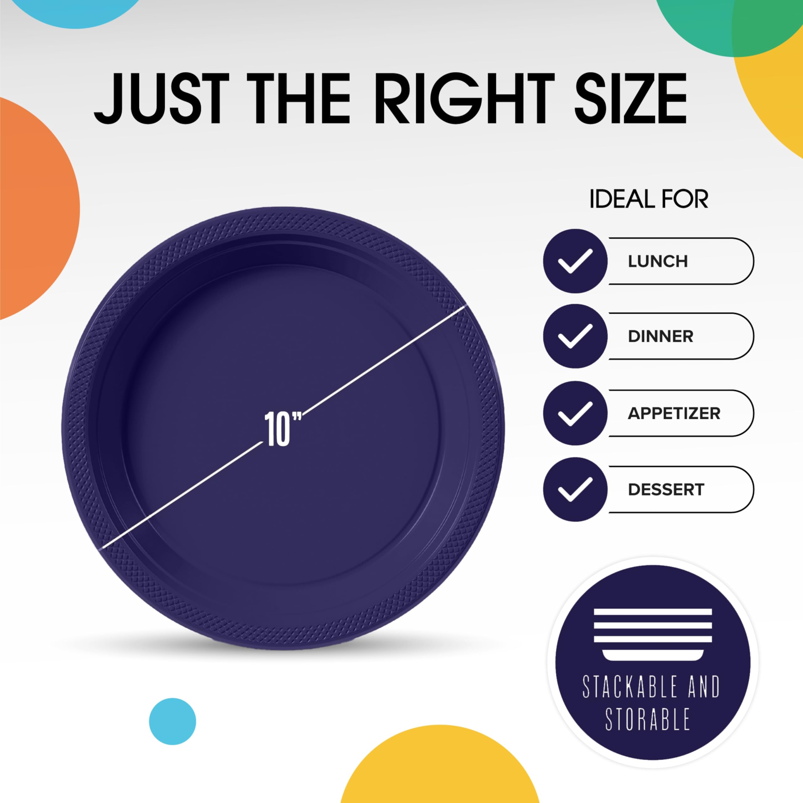 10 In. | Navy Plastic Plates | 600 Count