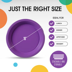 10 In. Purple Plastic Plates | 100 Count