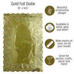 10 In. x 14.5 In. Gold Foil Doilies | 32 Count