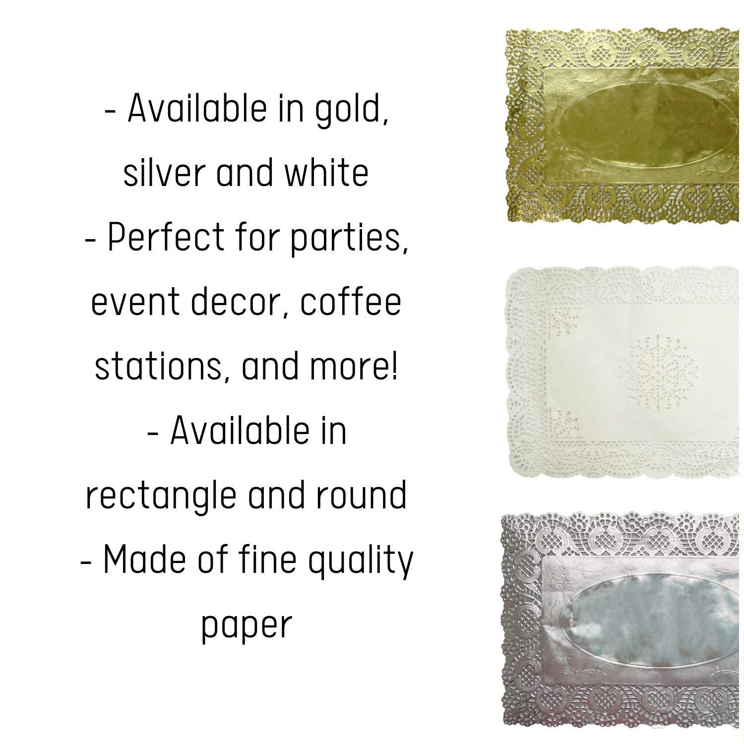 10 In. x 14.5 In. Gold Foil Doilies | 32 Count