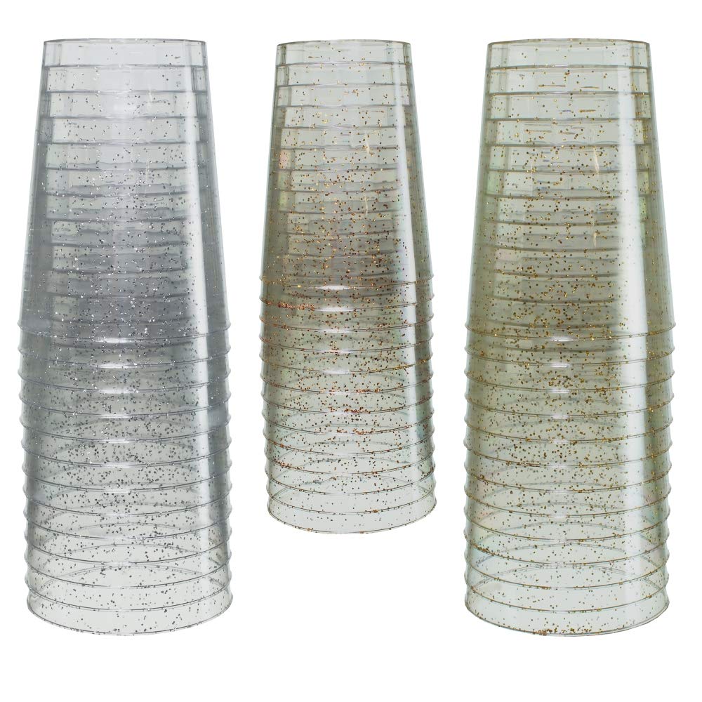 10 Oz. Gold Sparkle Plastic Tumblers | 60 Count