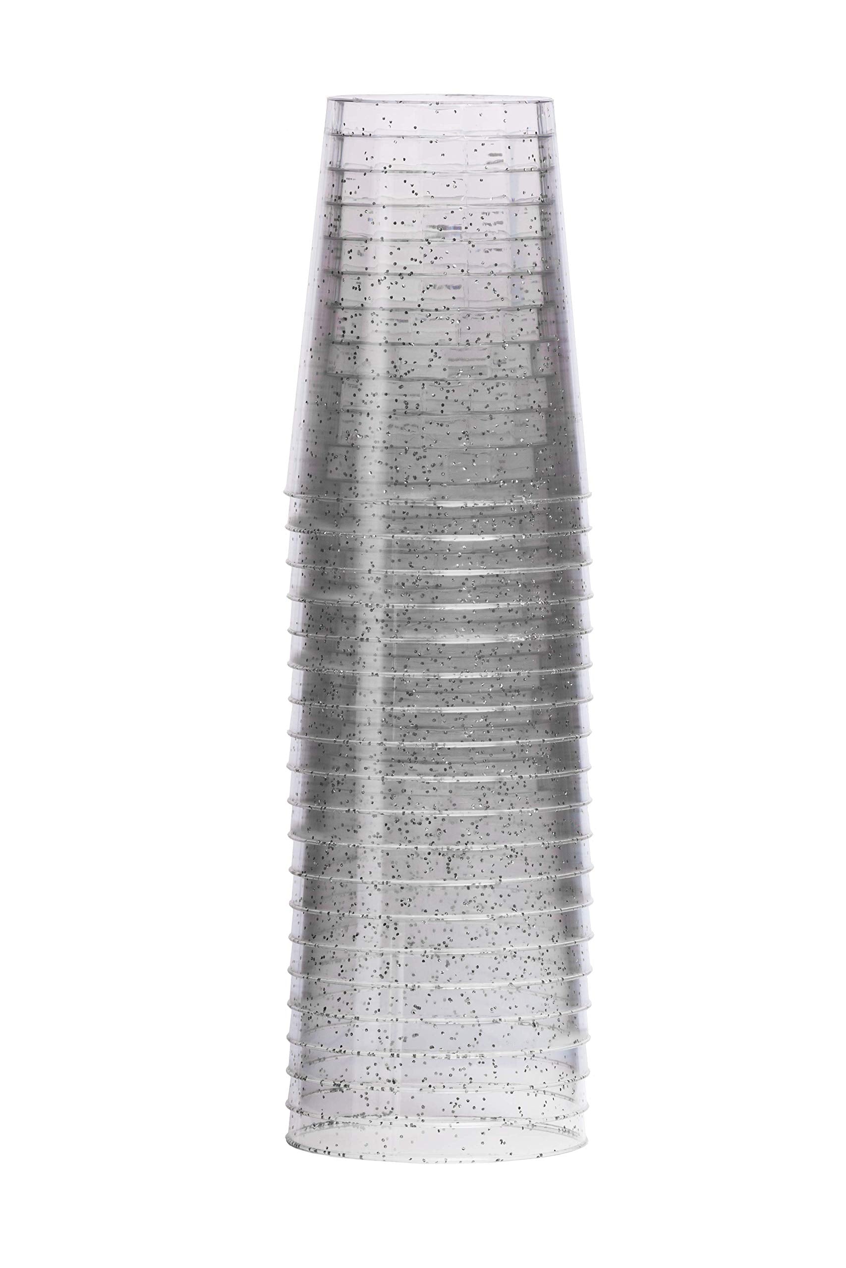 10 Oz. Silver Sparkle Plastic Tumblers | 60 Count