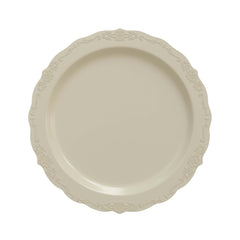 10 In. Ivory Victorian Design Plates | 40 Count