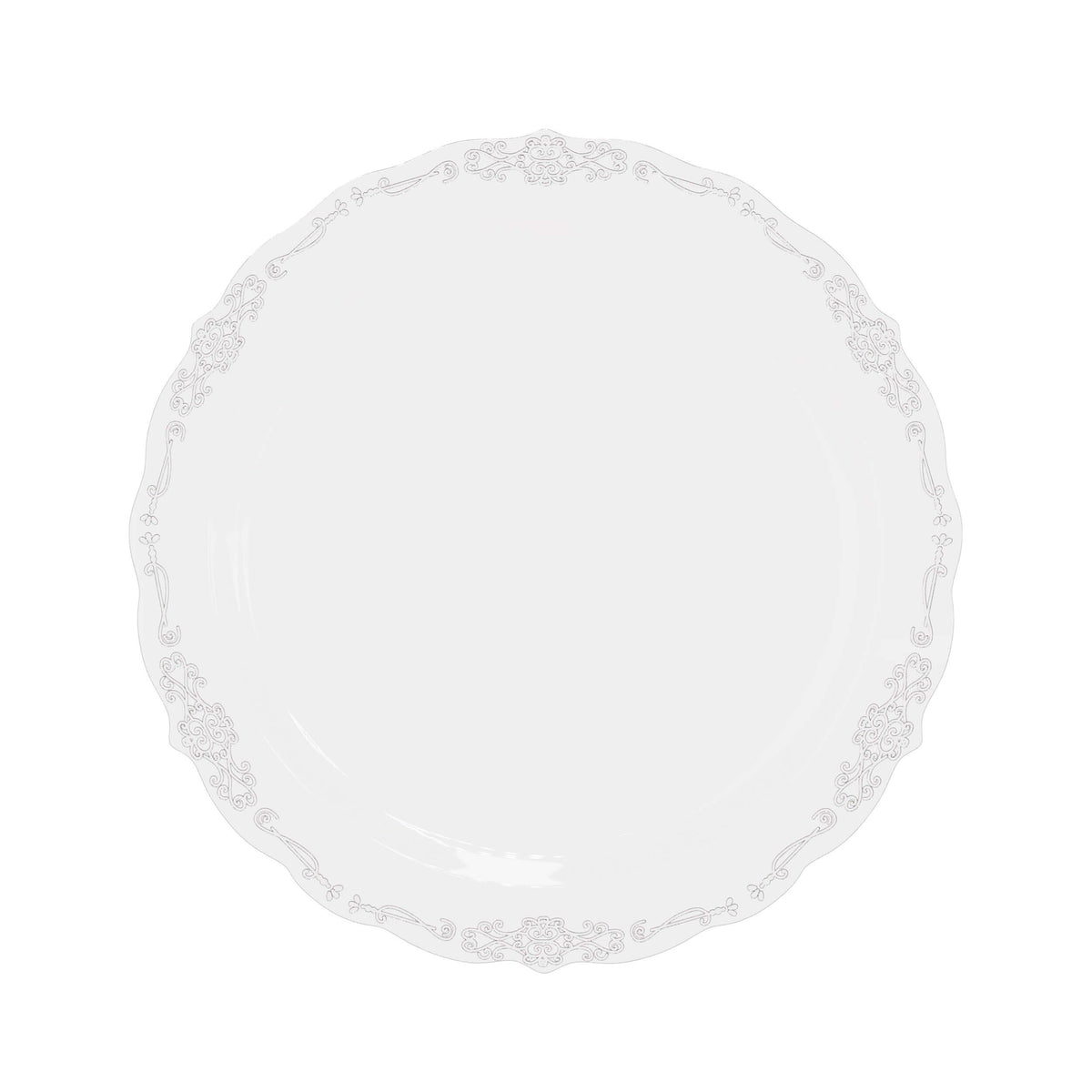 10 In. Clear Victorian Design Plates | 40 Count