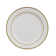 10.25 In. Cream/Gold Line Design Plates | 40 Count