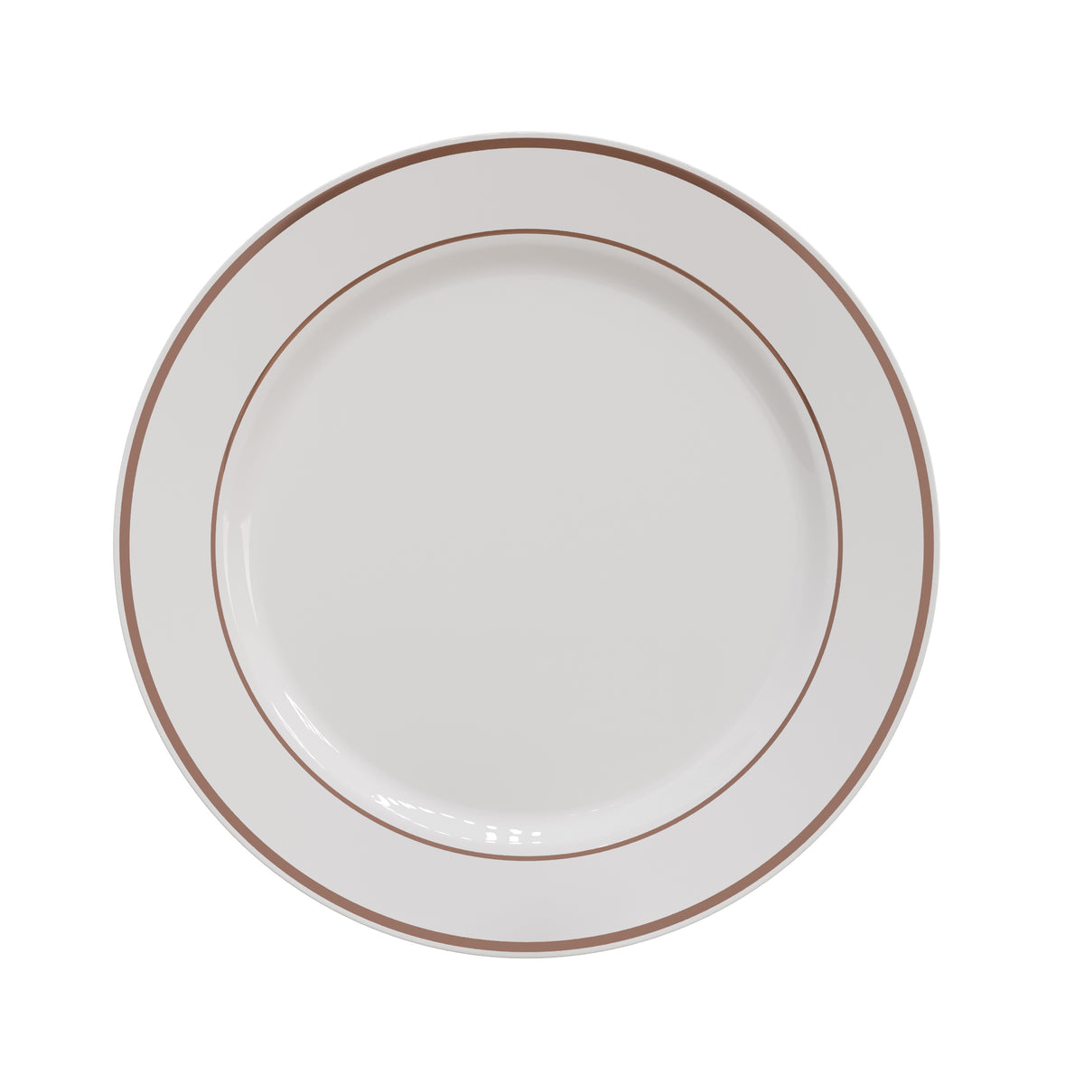 10.25 In. White/Rose Gold Line Design Plates | 40 Count