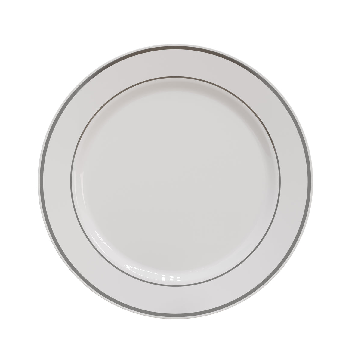 10.25 In. White/Silver Line Design Plates | 40 Count