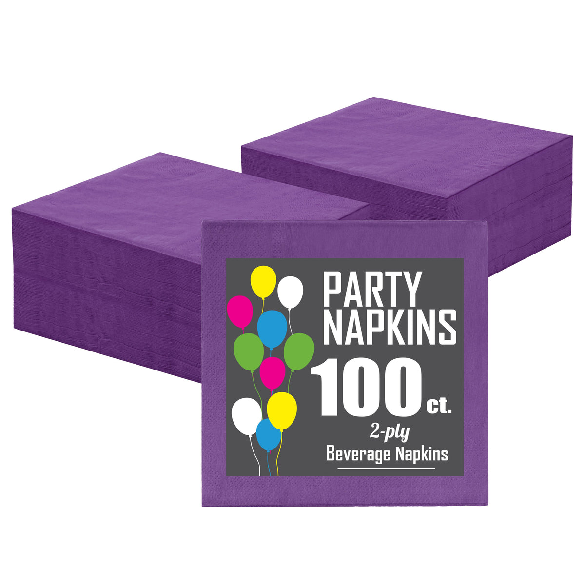 Purple Beverage Napkins | 100 Count