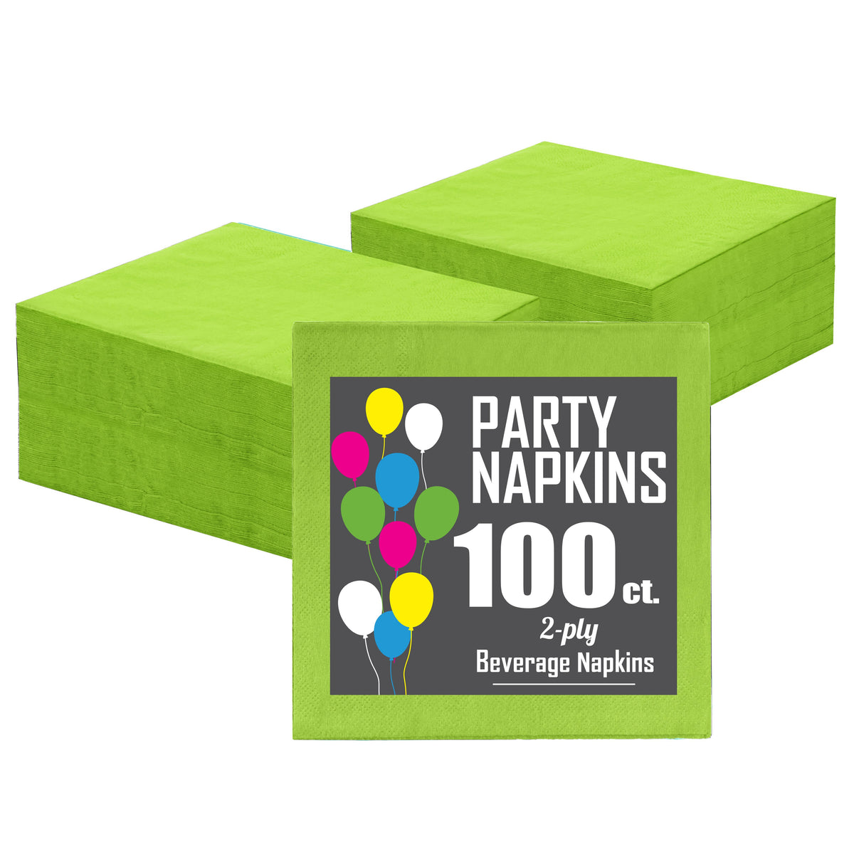 Lime Green Beverage Napkins | 100 Count