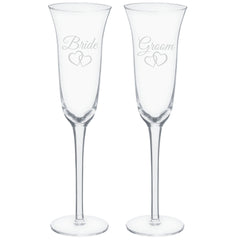 Bride & Groom Toasting Glasses, Clear, 7.4-oz, 2-ct - Case of 12