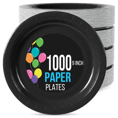 9 In. Black Paper Plates | 1000 Count