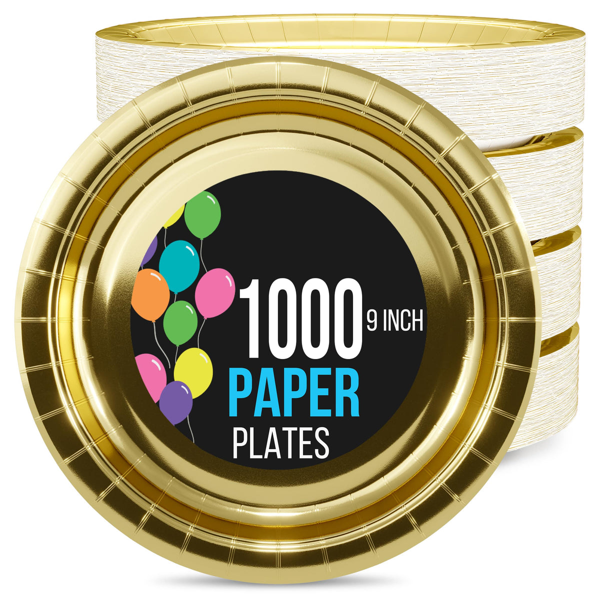 9 In. Reflective Gold Paper Plates | 1000 Count