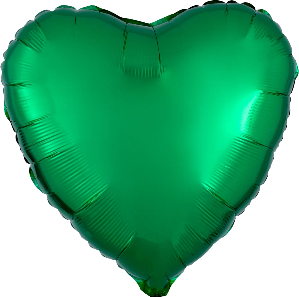 Emerald Green Heart Mylar Balloon - 18 Inches - Pack of 10