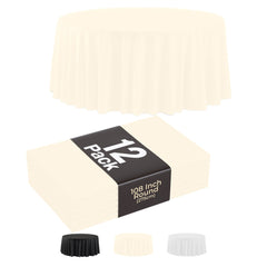 108 In. Premium Round Ivory Plastic Table Covers | 12 Pack