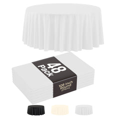 108 In. Premium Round White Plastic Table Covers | 48 Count