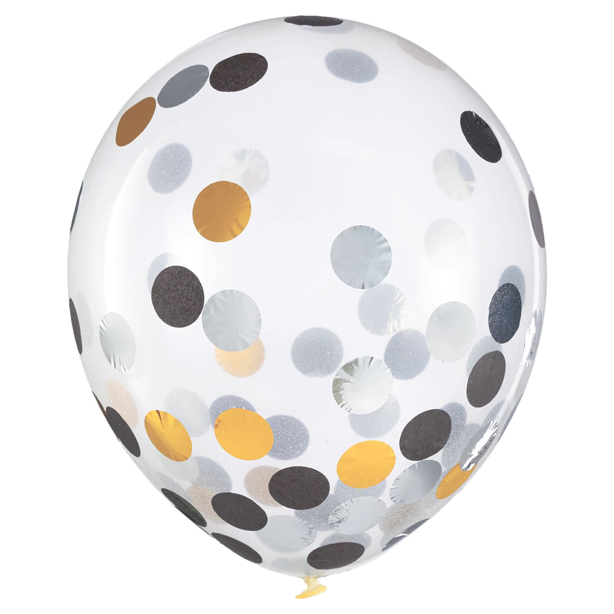 Elegant Confetti Latex Balloons - 12" Black, Silver, and Gold (12 Pack)