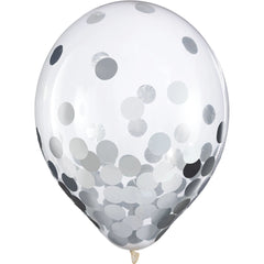 Silver Confetti Latex Balloons - 12-inch (6-ct) - Case of 48