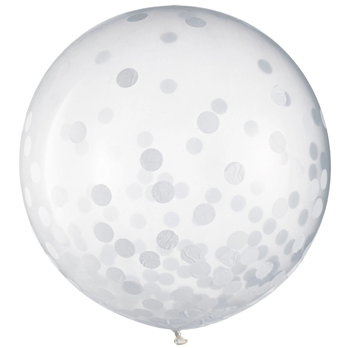 Round Transparent Confetti Latex Balloons, White, 24-in, 2-pk