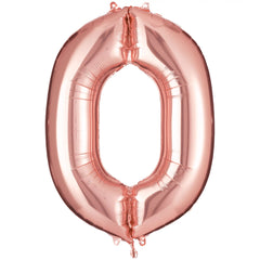 Large Rose Gold Number 0 Foil Balloon - Pack of 4