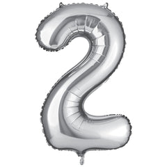 Silver Foil Number 2 Balloon - Case of 48