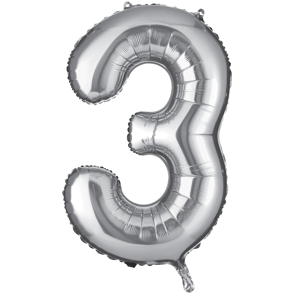 Silver Foil Number 3 Mylar Balloon - Pack of 4