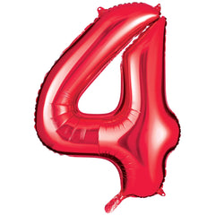 Large Red Foil Number 4 Balloon - Case of 48